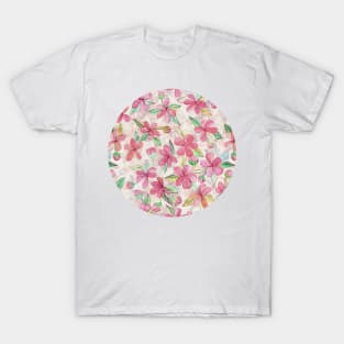 Pink Painted Blossom Pattern T-Shirt